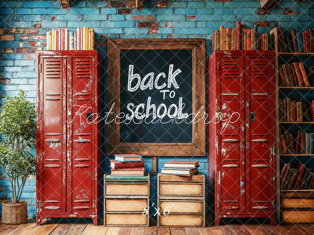 Kate Rentrée Scolaire Casiers Rouges Livres Toile de fond conçue par Emetselch