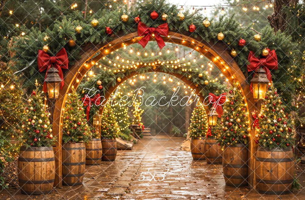 Kate Noël Arche Sapins Lanternes Toile de fond conçue par Emetselch - Kate Backdrop FR