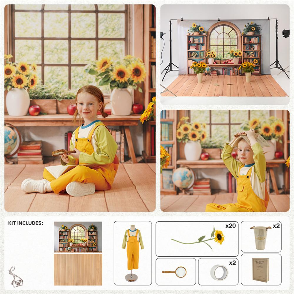 Kate Scolaire Étagère à livres Arche Fenêtre Tournesol Photo Kit - Kate Backdrop FR