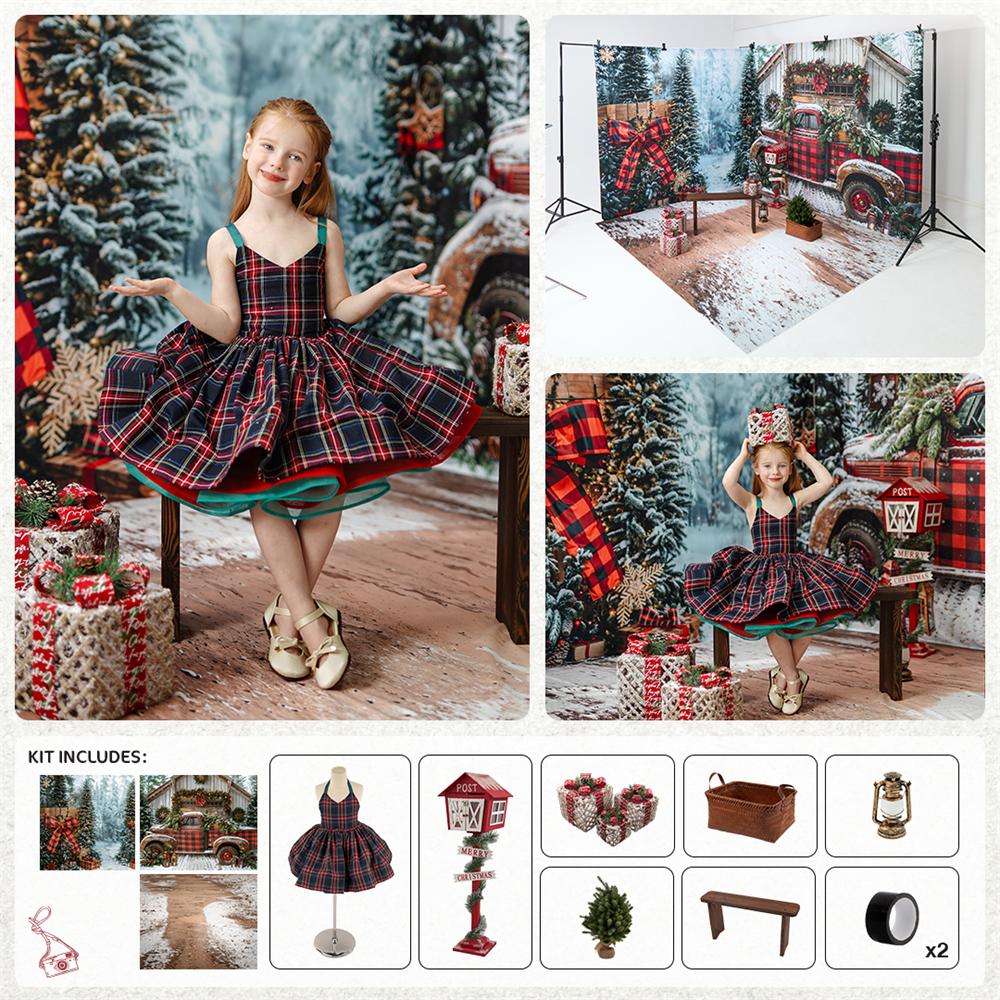Kate Hiver Noël Camion Cadeaux Ensemble Kit Photo - Kate Backdrop FR