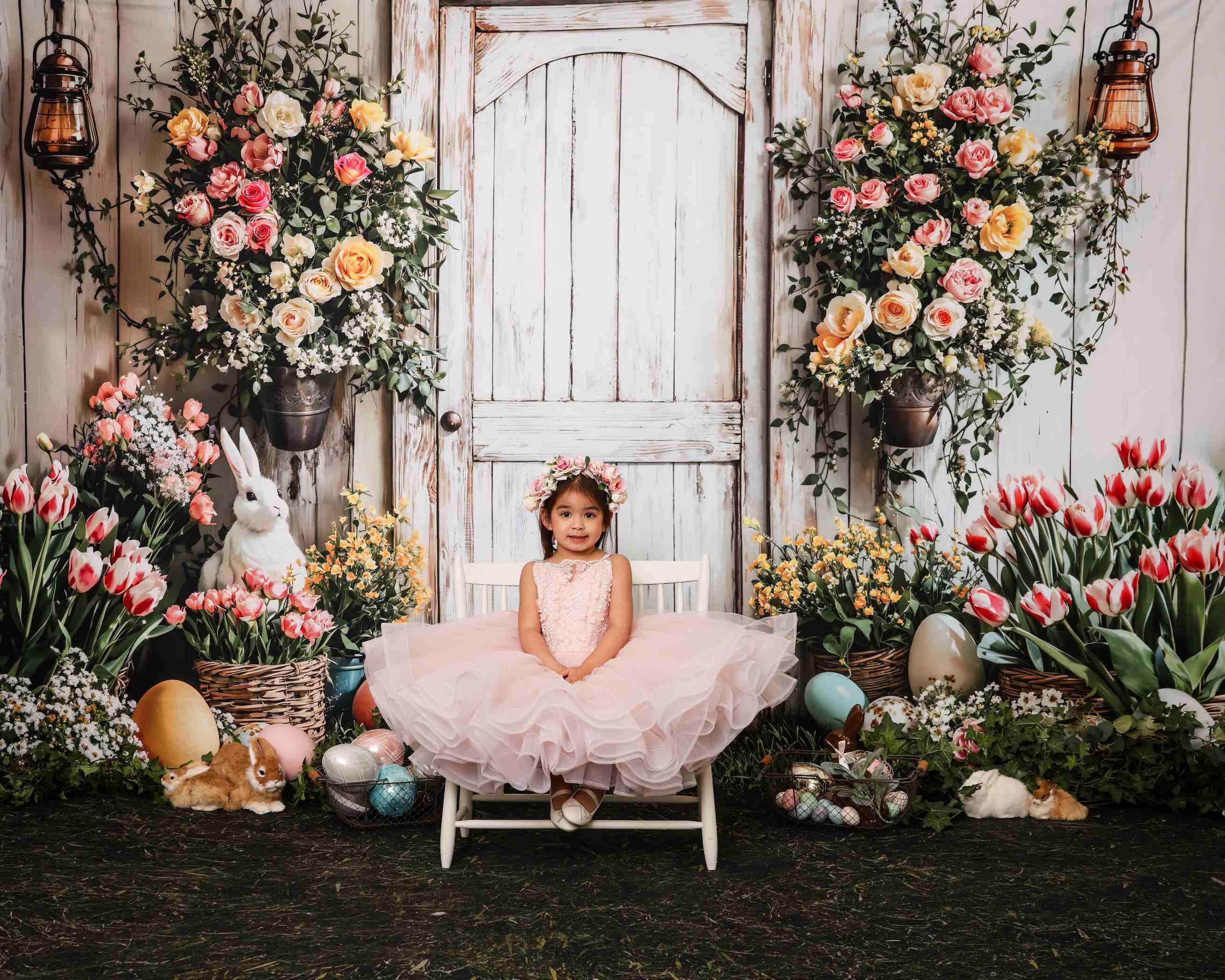 Kate Pâques Lapin Fleurs Panier Porte Toile de fond en Laine conçue par Emetselch - Kate Backdrop FR