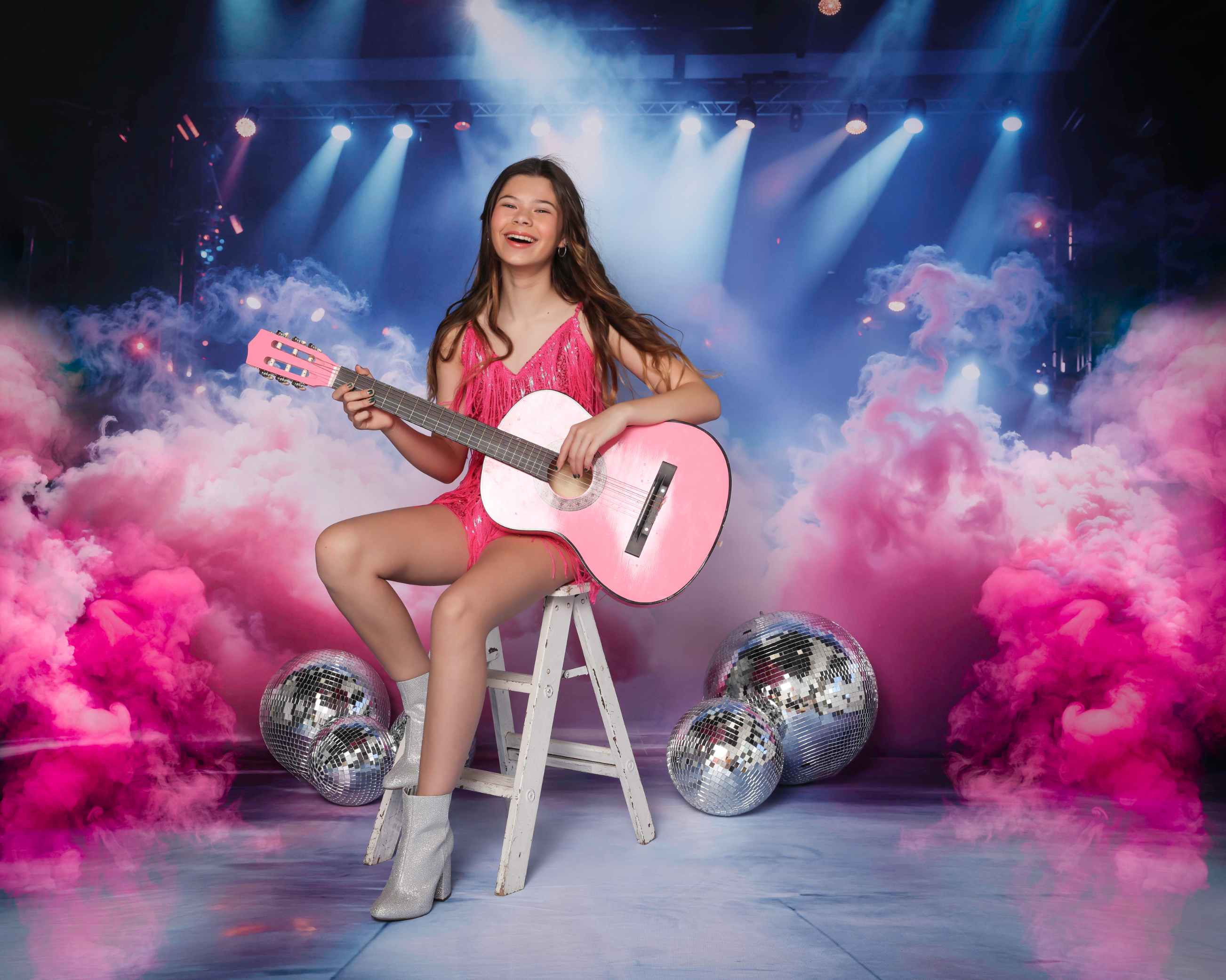 Kate Rose Fumée Scène Lumière Toile de fond+Bleu Violet Scène Sol Toile de fond - Kate Backdrop FR