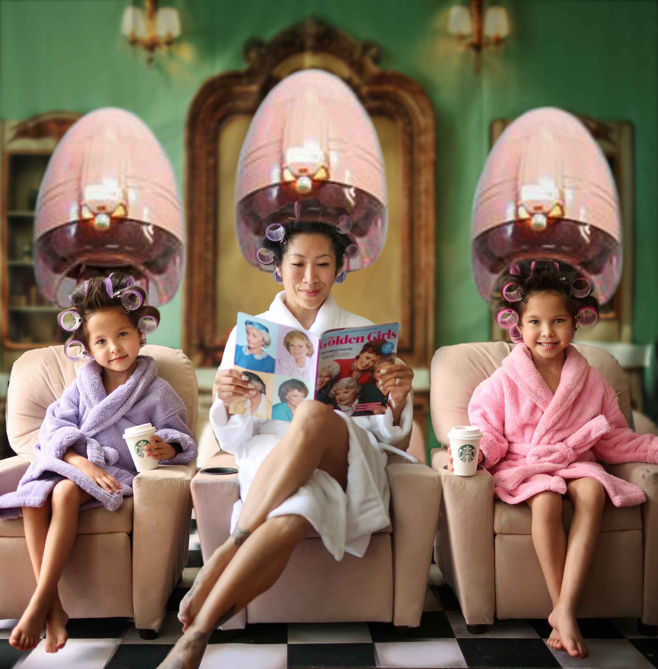 Kate Intérieur Rétro Salon de beauté Mur Vert Toile de fond conçue par Emetselch - Kate Backdrop FR