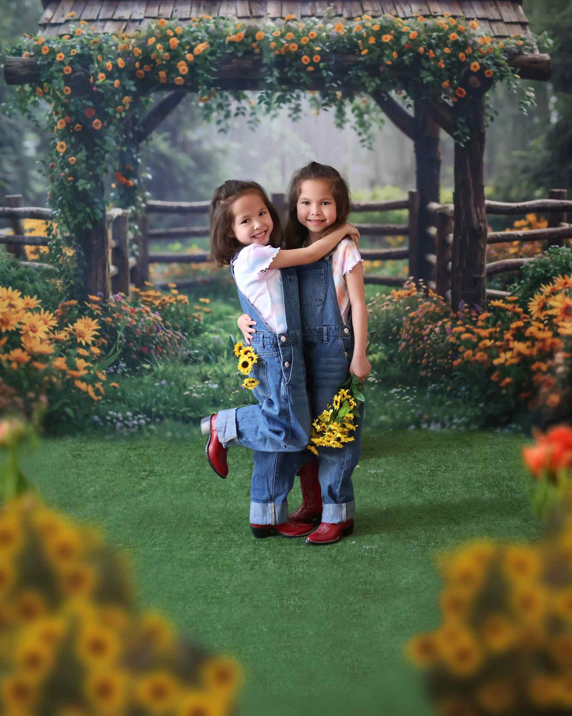 Kate Printemps Fleurs Clôture en bois Toile de fond conçue par Chain Photographie - Kate Backdrop FR