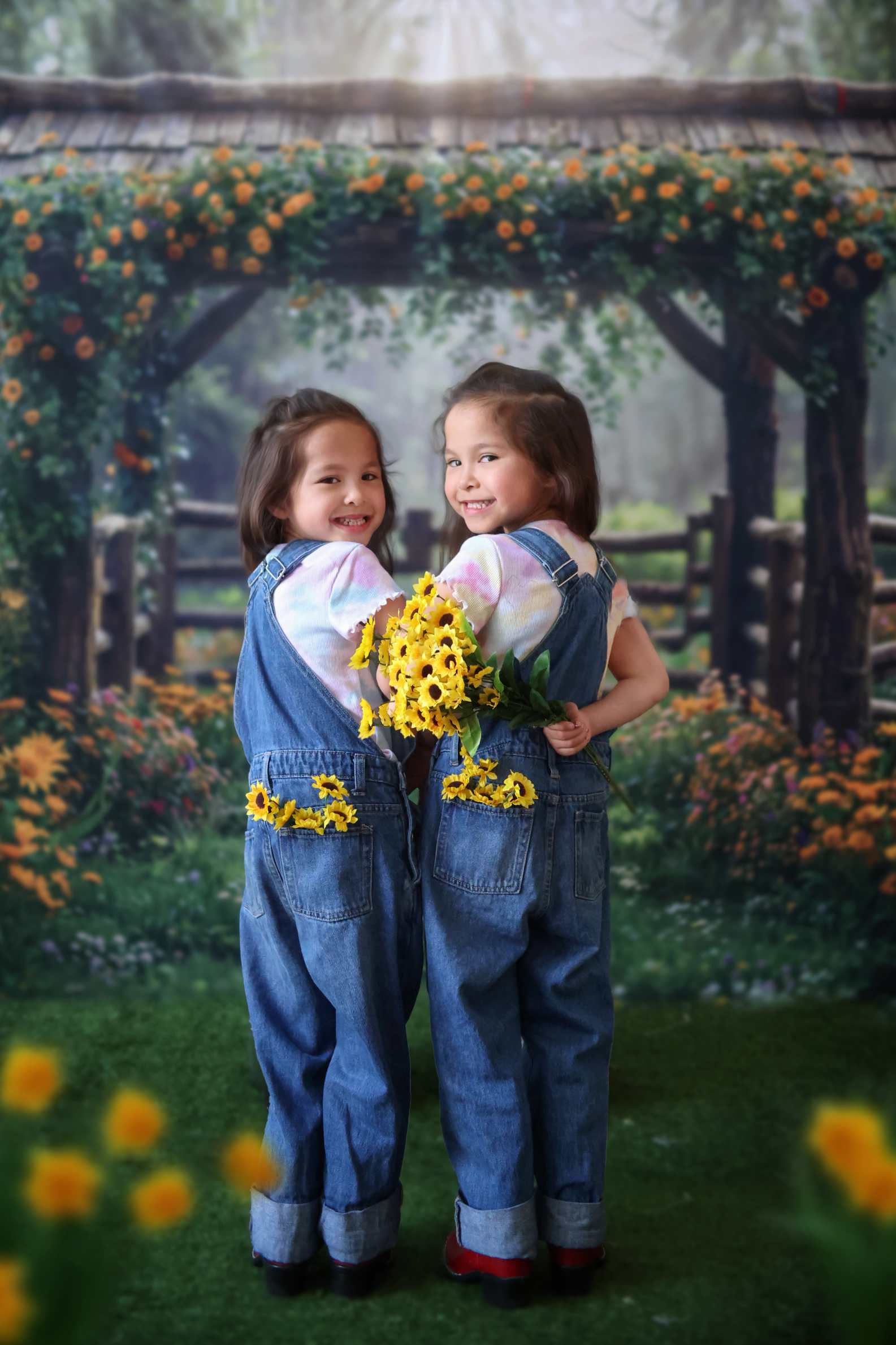 Kate Printemps Fleurs Clôture en bois Toile de fond conçue par Chain Photographie - Kate Backdrop FR