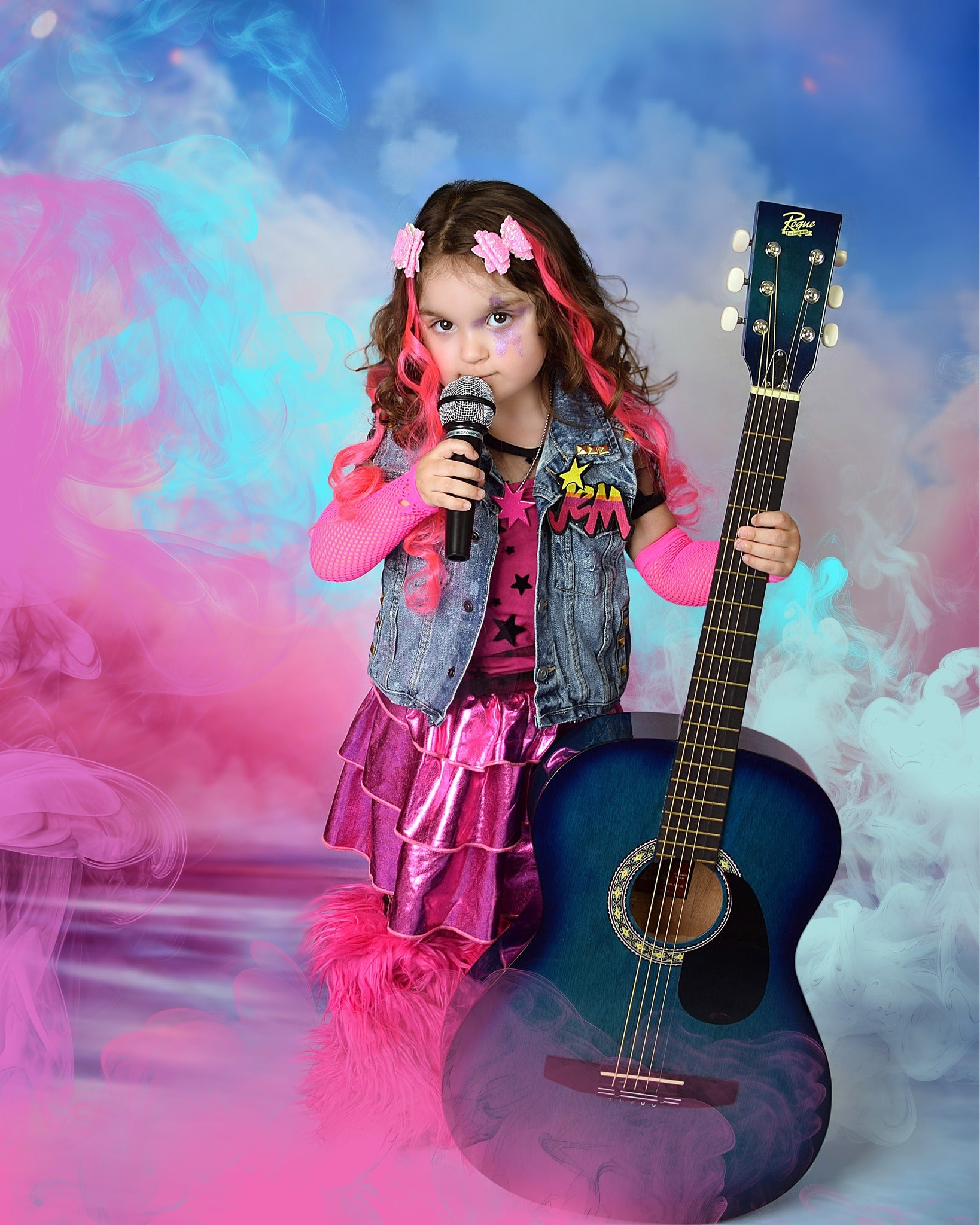 Kate Rose Fumée Scène Lumière Toile de fond+Bleu Violet Scène Sol Toile de fond - Kate Backdrop FR