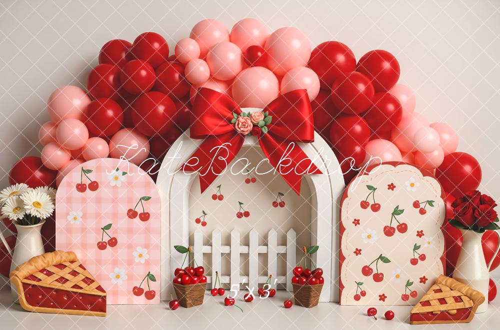 Kate Cerise Ballons Clôture Tarte Arche Toile de fond conçue par Mini MakeBelieve - Kate Backdrop FR