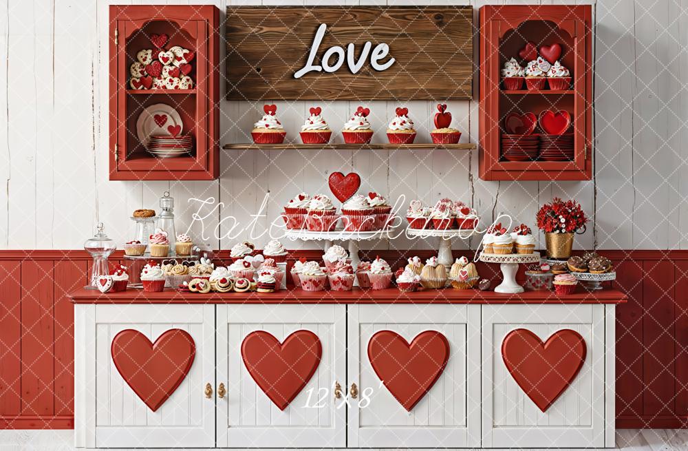 Kate Saint Valentin Cuisine Gâteaux Cœurs Toile de fond conçue par Emetselch - Kate Backdrop FR