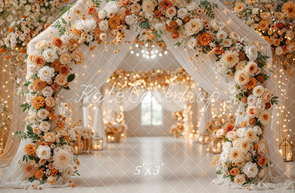 Kate Mariage Arc Fleurs Lumières Toile de fond conçue par Emetselch