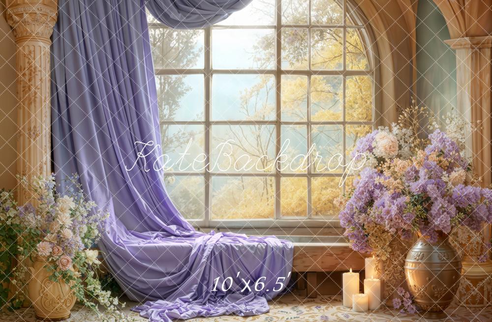 Kate Fenêtre Voilage Bougies Fleurs Toile de fond conçue par Emetselch
