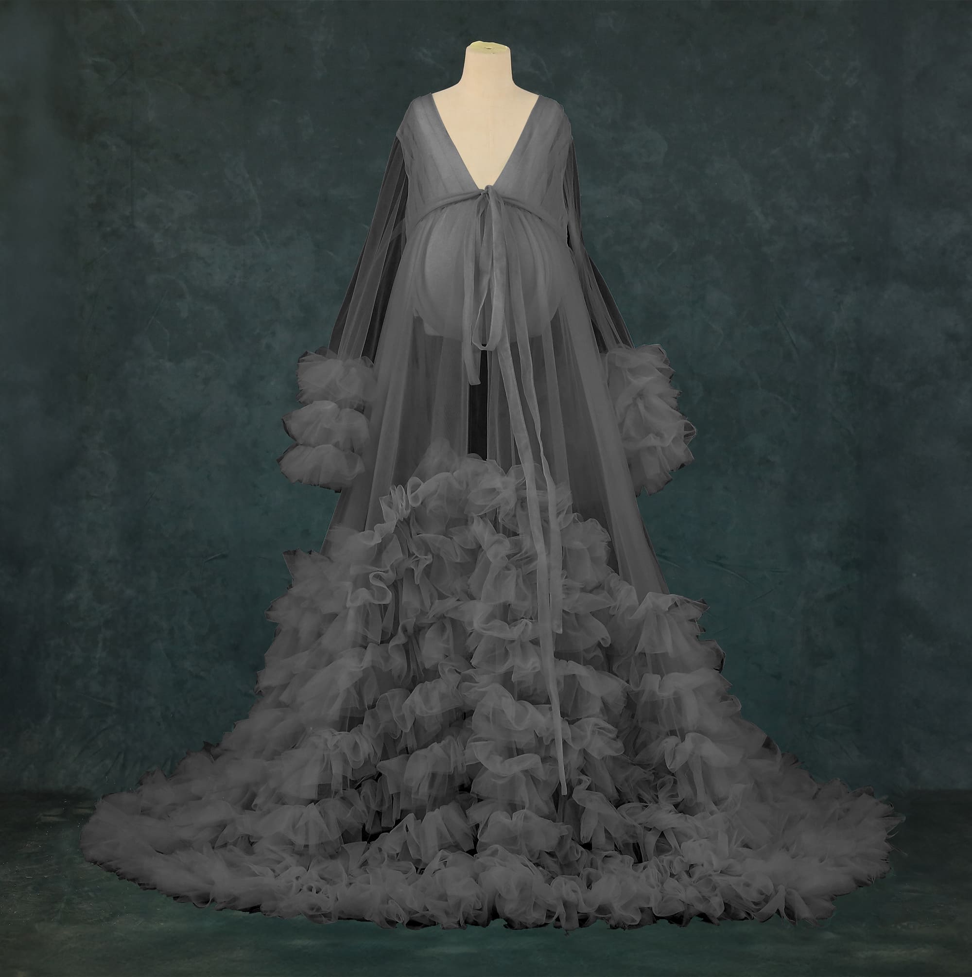 Kate Col en V Maille Manche mi-longue Longue Robe de Grossesse pour Séance Photo - Kate Backdrop FR