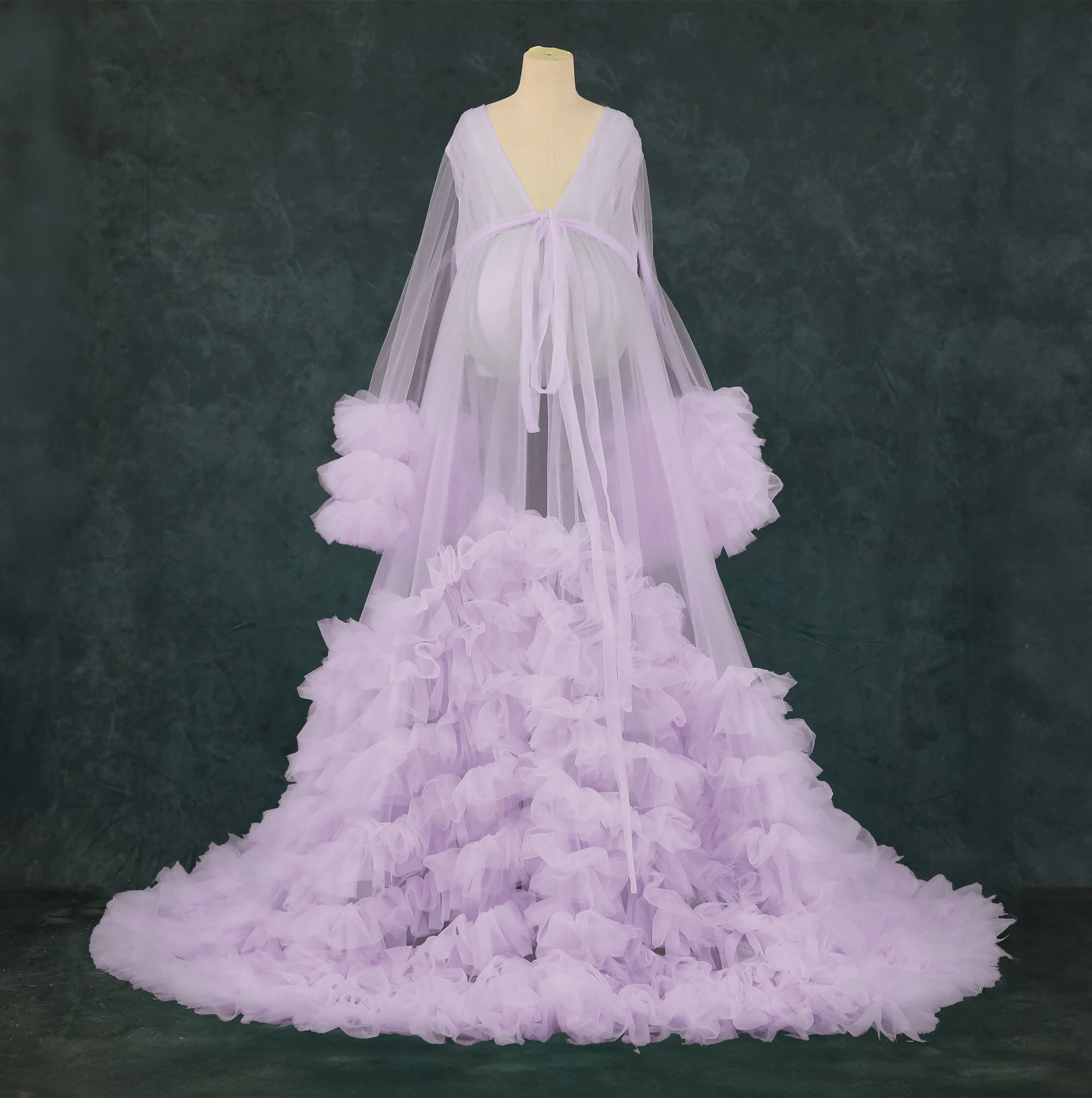 Kate Col en V Maille Manche mi-longue Longue Robe de Grossesse pour Séance Photo - Kate Backdrop FR