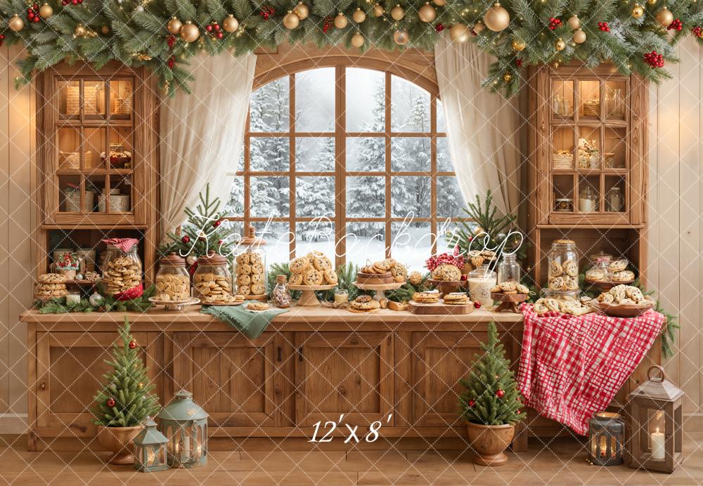 Kate Noël Cuisine Biscuits Bois Fenêtre Toile de fond conçue par Emetselch - Kate Backdrop FR