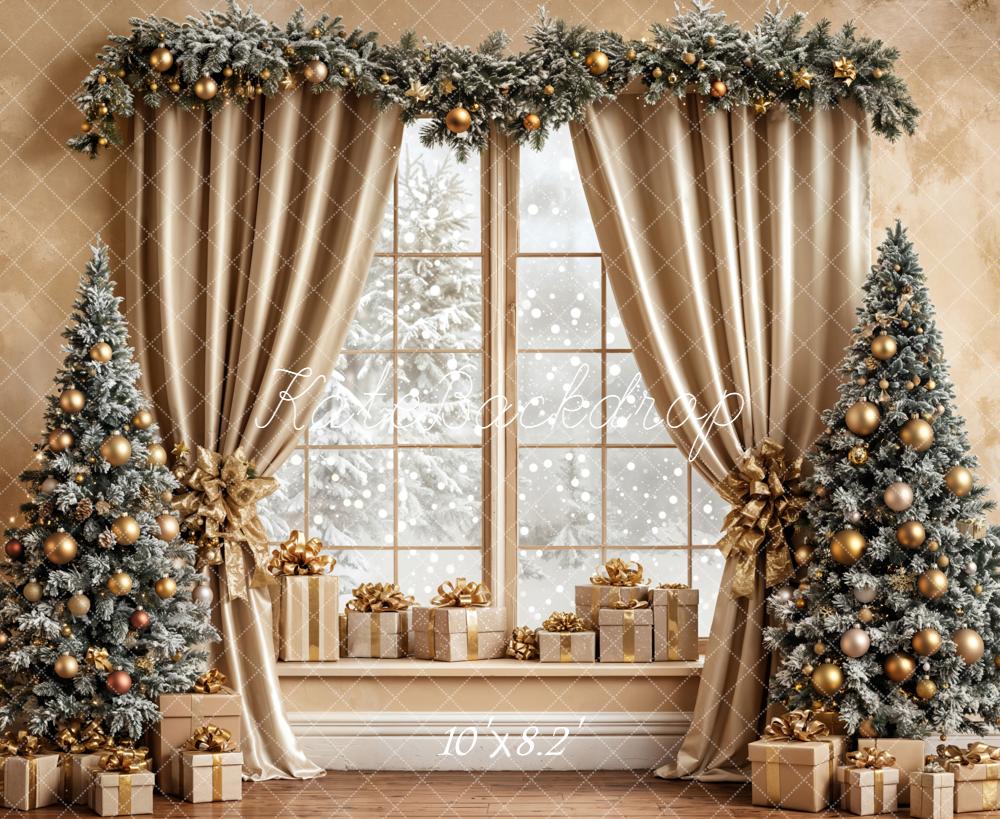 Kate Noël Sapins Fenêtre Cadeaux Toile de fond conçue par Emetselch - Kate Backdrop FR