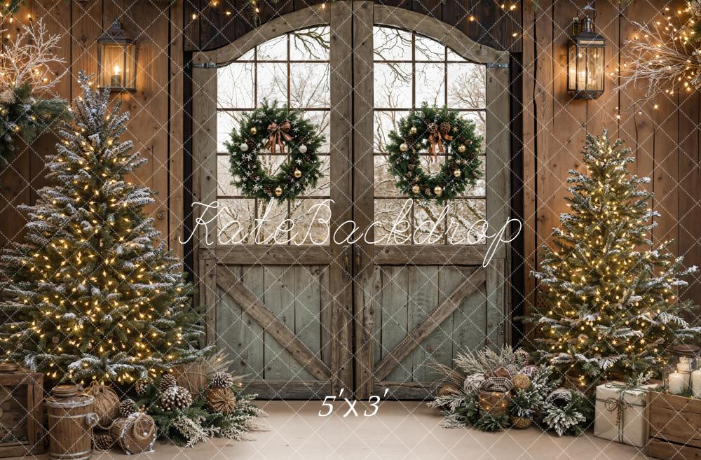 Kate Noël Porte Sapins Décorations Bois Toile de fond conçue par Emetselch - Kate Backdrop FR