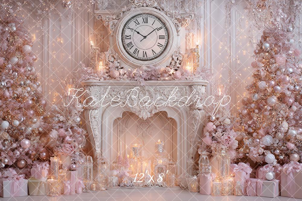 Kate Noël Cheminée Horloge Rose Toile de fond conçue par Ashley Paul