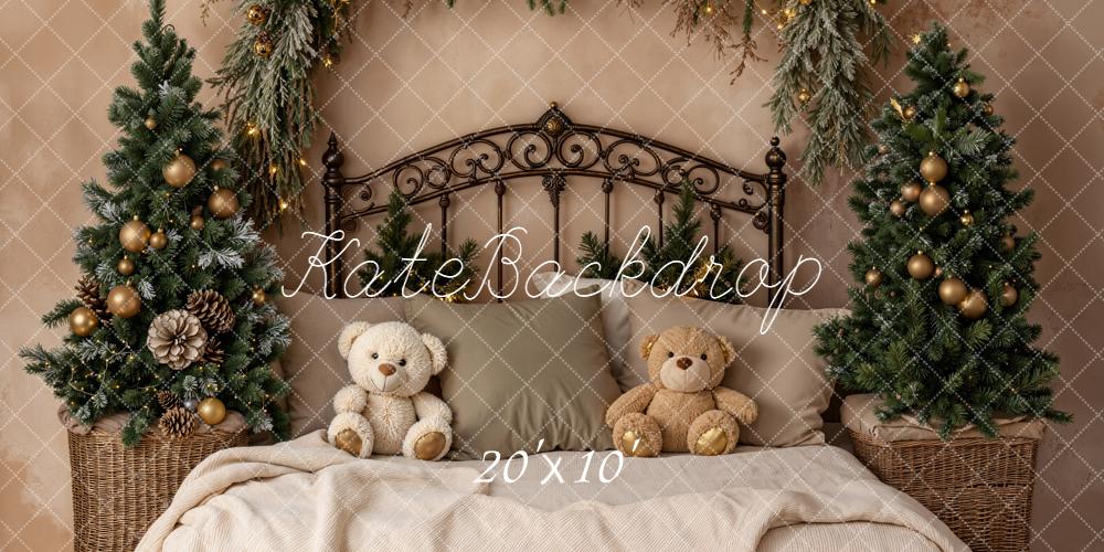 Kate Noël Sapins Tête de Lit Ours Toile de fond conçue par Emetselch - Kate Backdrop FR