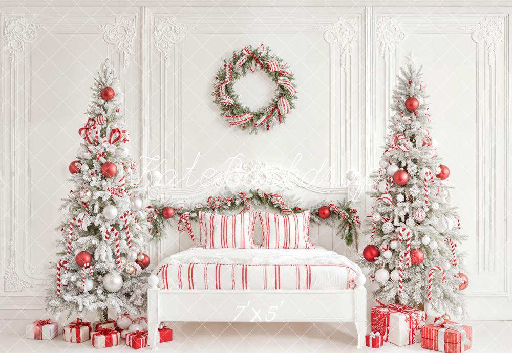 Kate Noël Sapin Lit Cadeaux Blanc Toile de fond conçue par Emetselch - Kate Backdrop FR