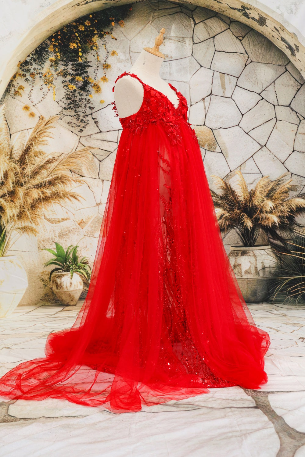 Kate Dentelle Bretelles spaghetti Dos nu Robe de Grossesse pour Séance Photo - Kate Backdrop FR