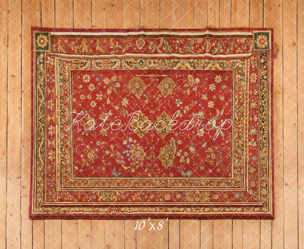 Kate Vintage Tapis Floral Bois Toile de fond en Laine conçue par Emetselch - Kate Backdrop FR