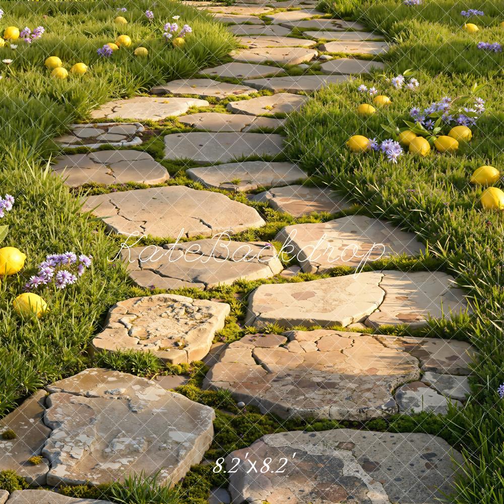 Kate Chemin Pierre Citrons Herbe Sol Toile de fond conçue par Emetselch