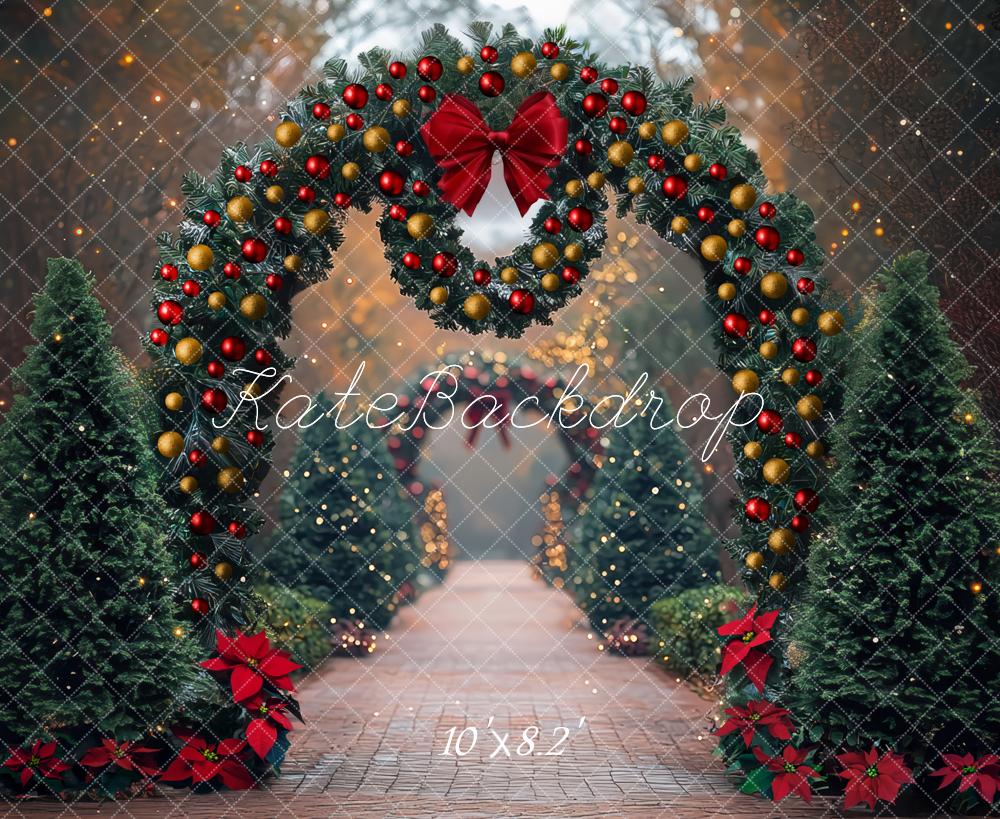 Kate Noël Arche Sapins Boules Toile de fond conçue par Mini MakeBelieve - Kate Backdrop FR