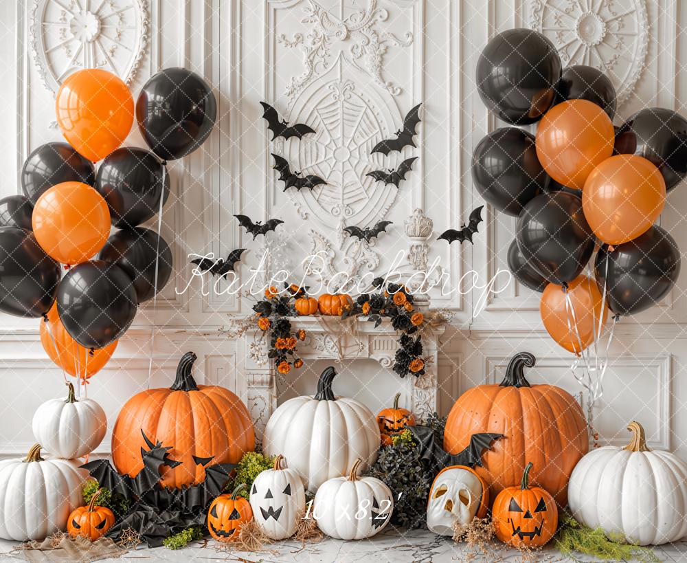 Kate Halloween Citrouilles Cheminée Ballons Toile de fond conçue par Emetselch - Kate Backdrop FR