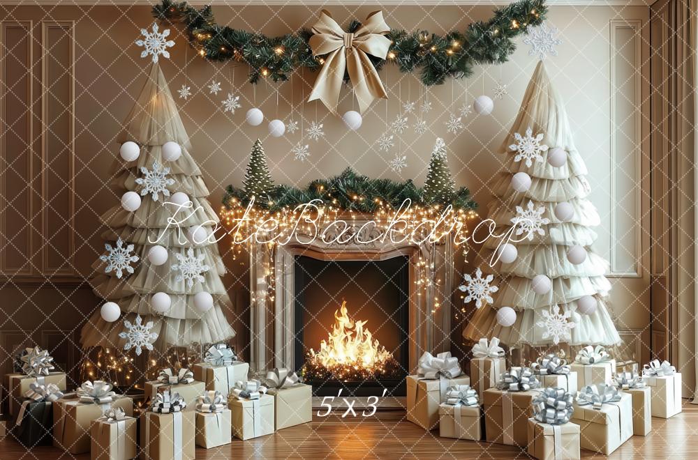 Kate Noël Cheminée Neiges Cadeaux Toile de fond conçue par Mini MakeBelieve - Kate Backdrop FR