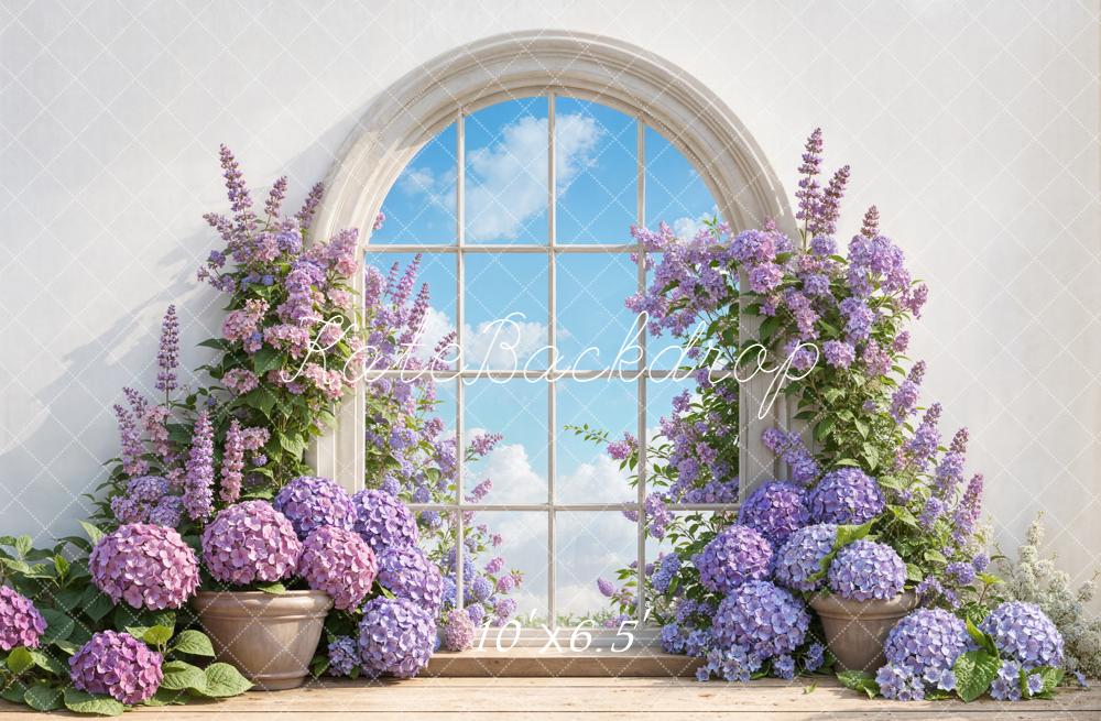 Kate Arche Fenêtre Fleurs Violettes Toile de fond conçue par Emetselch - Kate Backdrop FR