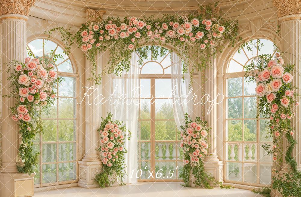 Kate Mariage Arche Fleurs Colonnes Toile de fond conçue par Emetselch - Kate Backdrop FR