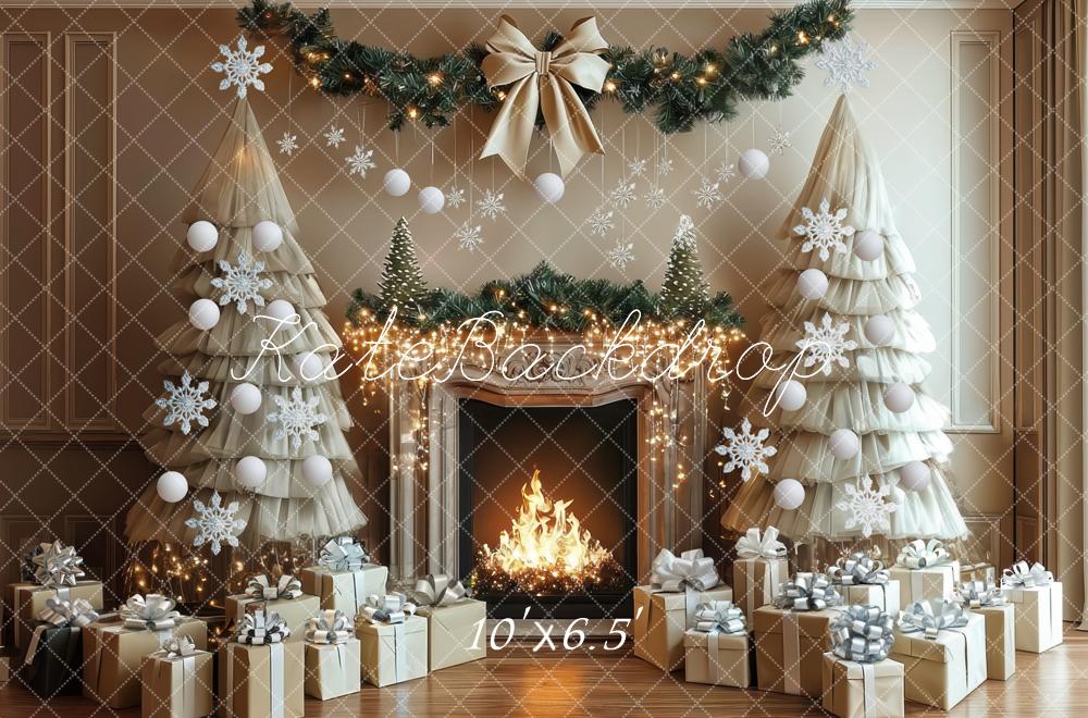 Kate Noël Cheminée Neiges Cadeaux Toile de fond conçue par Mini MakeBelieve - Kate Backdrop FR