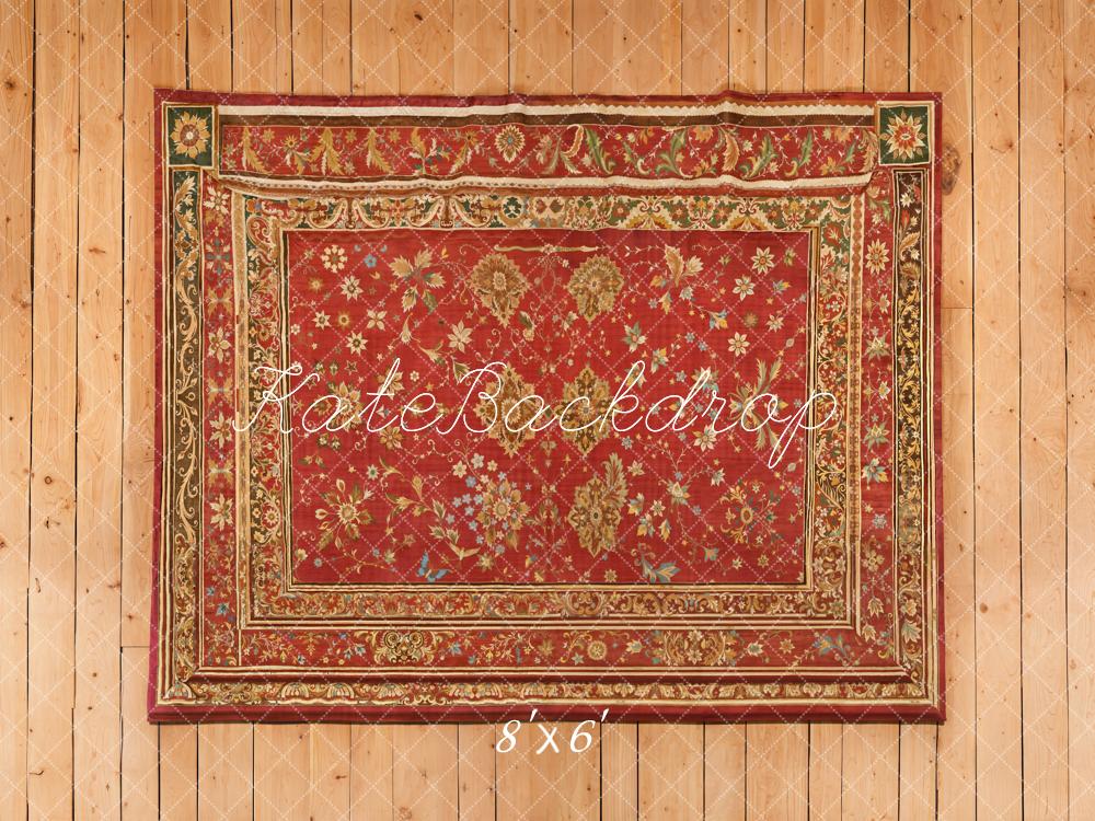 Kate Vintage Tapis Floral Bois Toile de fond en Laine conçue par Emetselch - Kate Backdrop FR