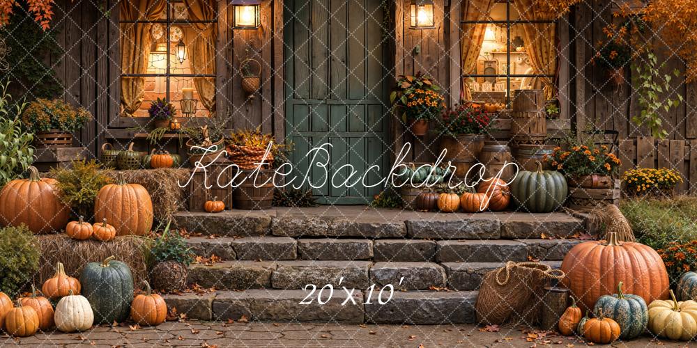 Kate Automne Maison Citrouilles Lumière Toile de fond conçue par Emetselch - Kate Backdrop FR