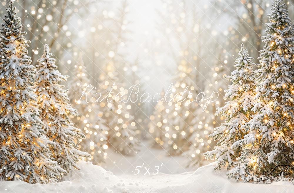 Kate Hiver Sapins Enneigés Lumières Toile de fond conçue par Emetselch - Kate Backdrop FR