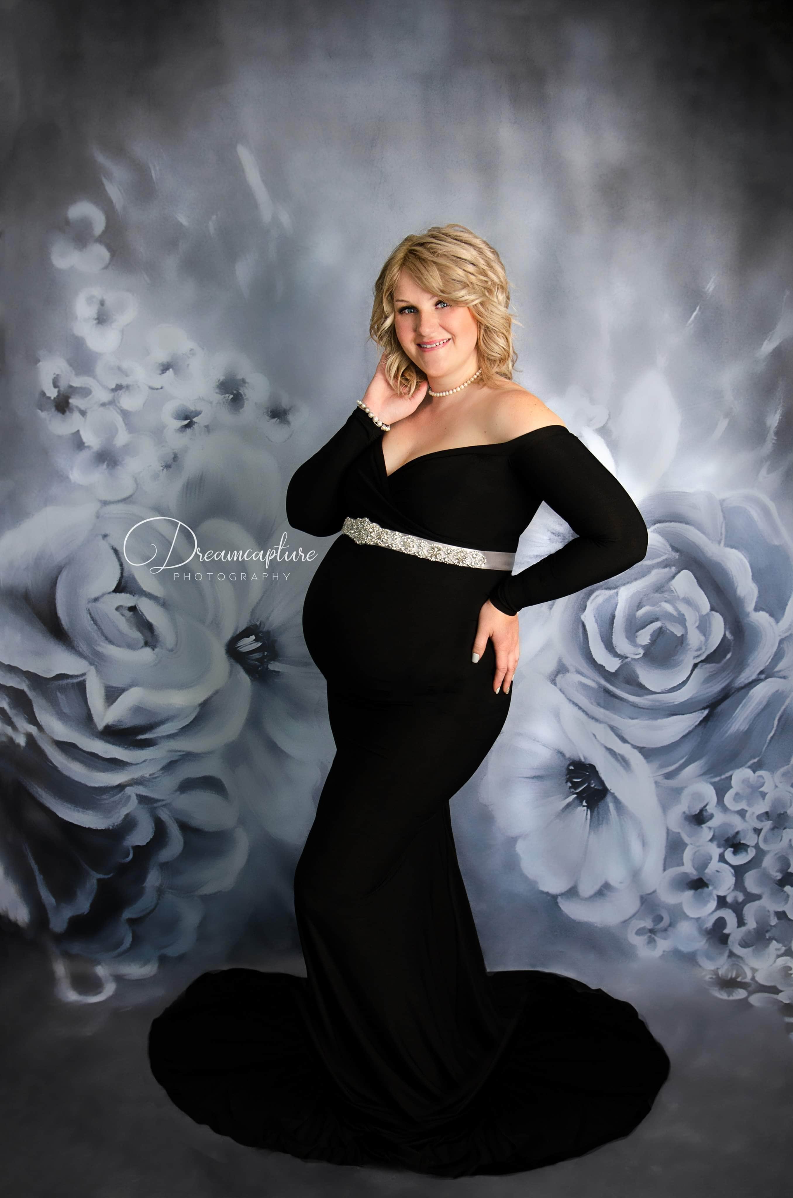 Kate Beaux-arts Fleurs Bleu denim Portrait Toile de fond pour la photographie - Kate Backdrop FR