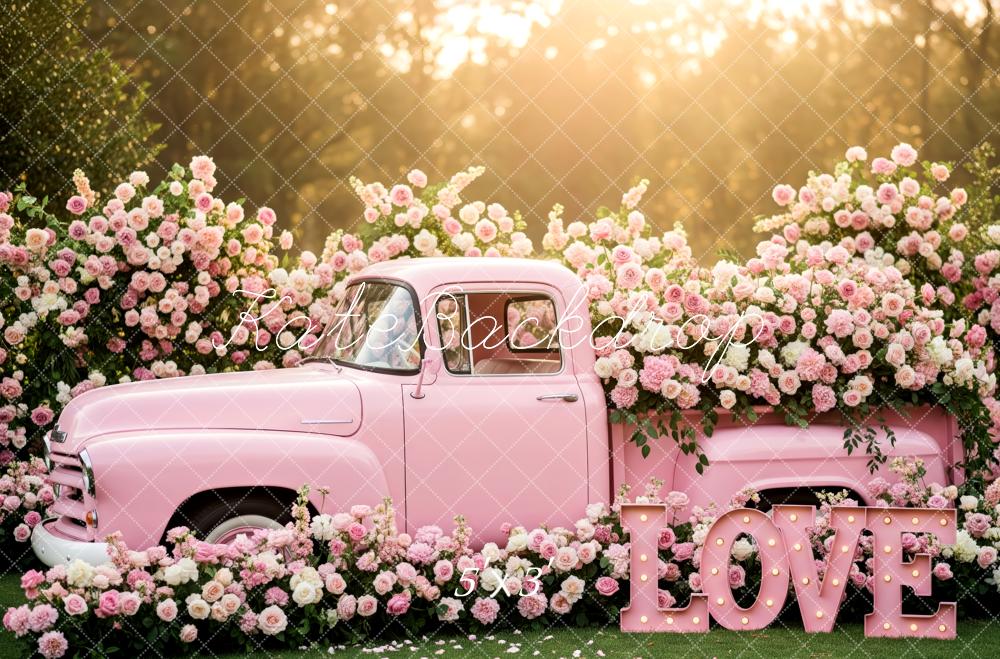 Kate Camion Rose Fleurs Lumière Toile de fond conçue par Patty Roberts - Kate Backdrop FR