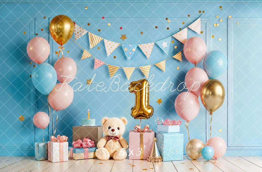 Kate Anniversaire Ballons Cadeaux Ours en peluche Toile de fond conçue par Emetselch
