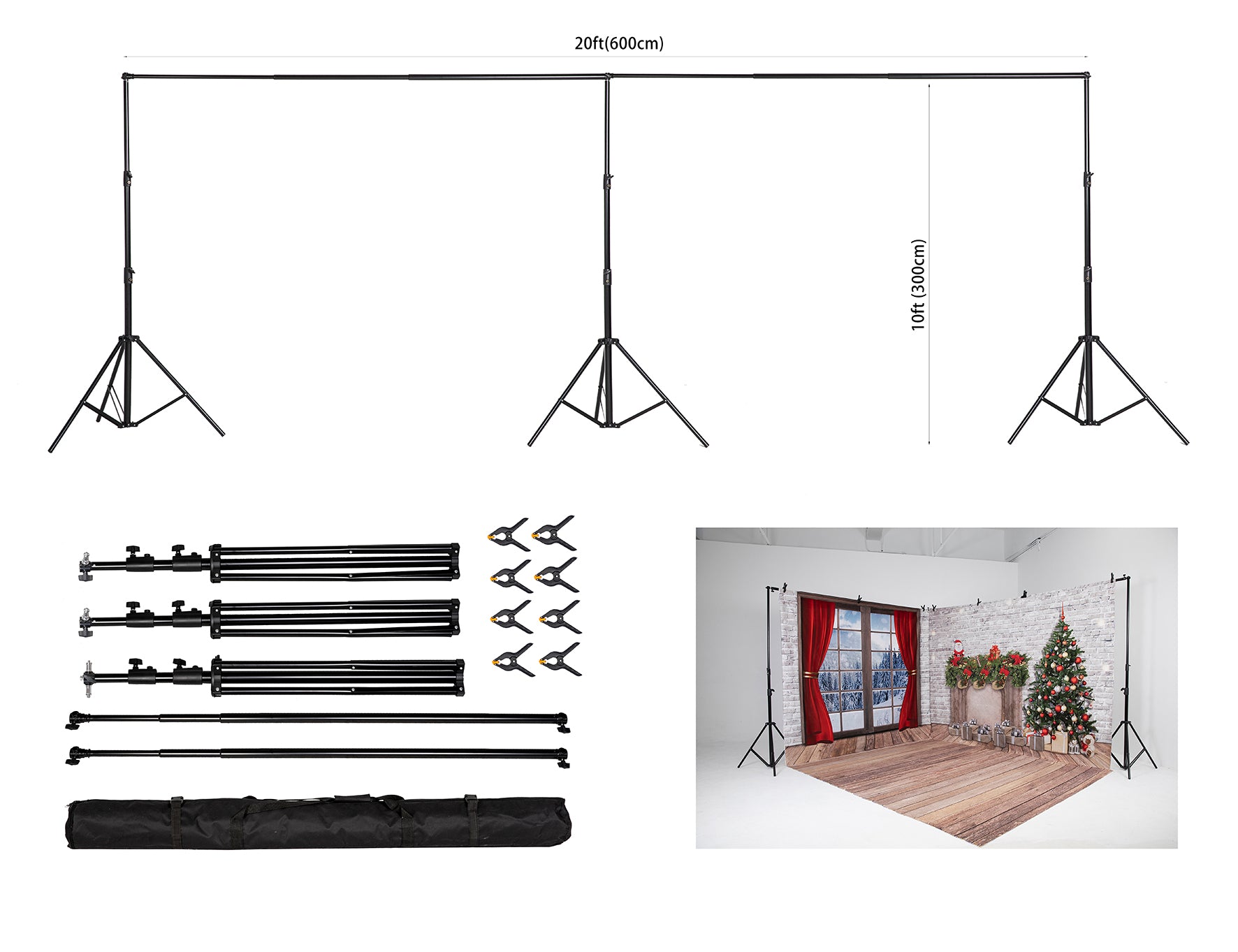 Kate 20x10pi(6x3m) Cadre de support pour Ensemble de chambre (y compris 8 clips + une mallette de transport) - Kate Backdrop FR