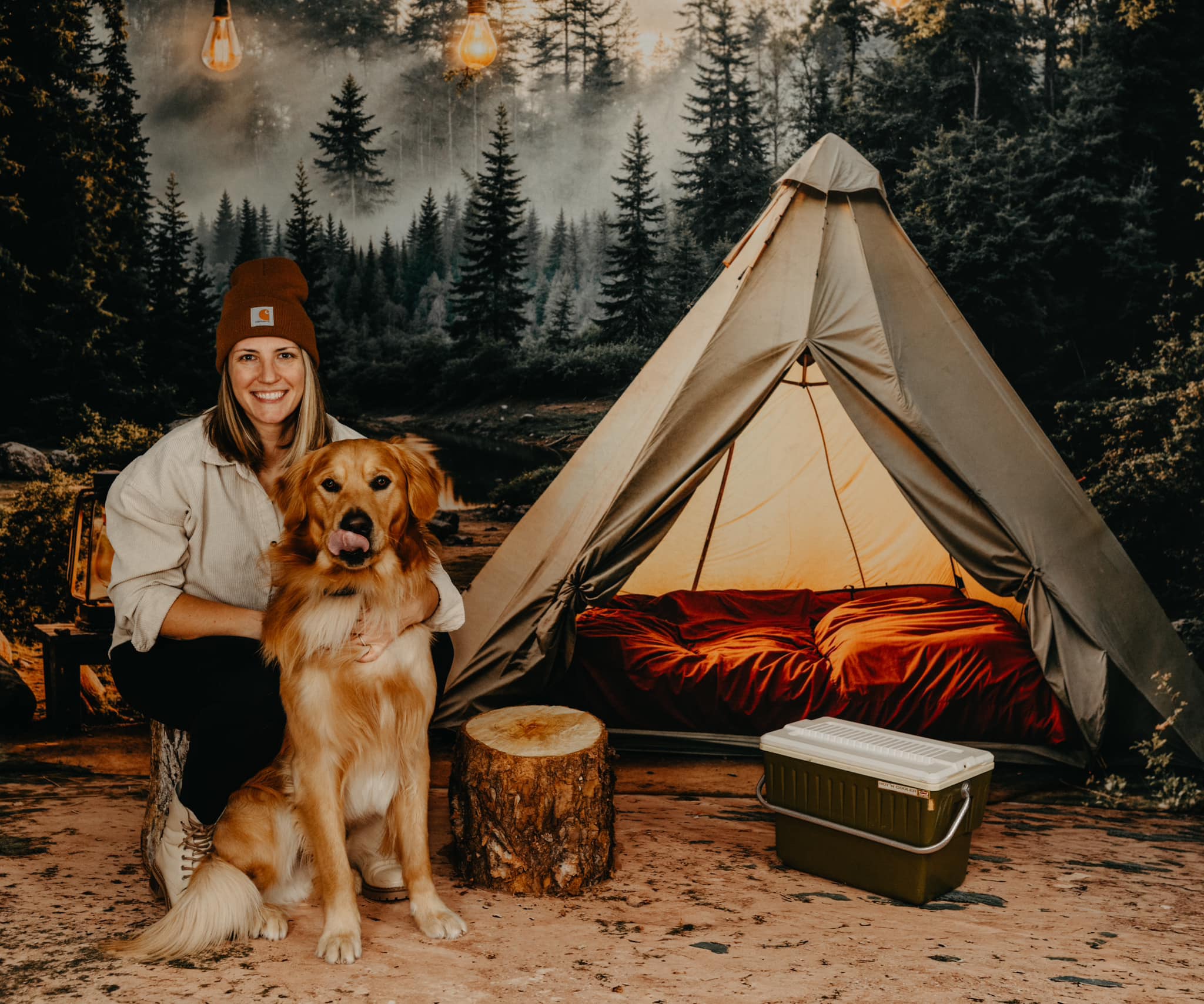 Kate Camping Forêt Tente Lumières Toile de fond conçue par Emetselch - Kate Backdrop FR