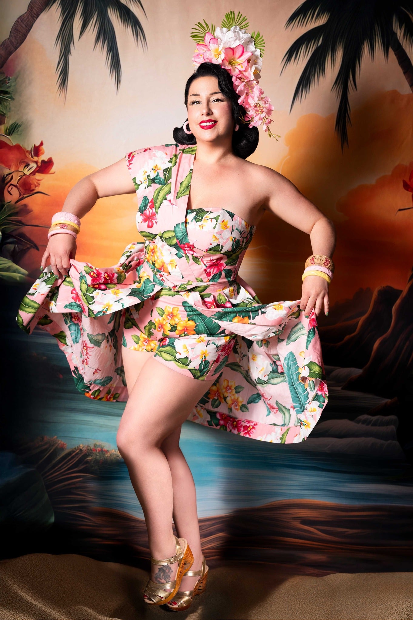 Kate Hawaii Coucher de soleil Été Toile de fond Conçu par Happy Squirrel Design - Kate Backdrop FR