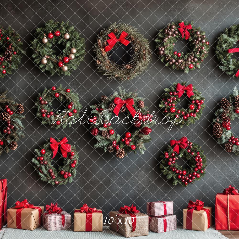 Kate Noël Couronnes Cadeaux Rouge Toile de fond conçue par Patty Roberts - Kate Backdrop FR