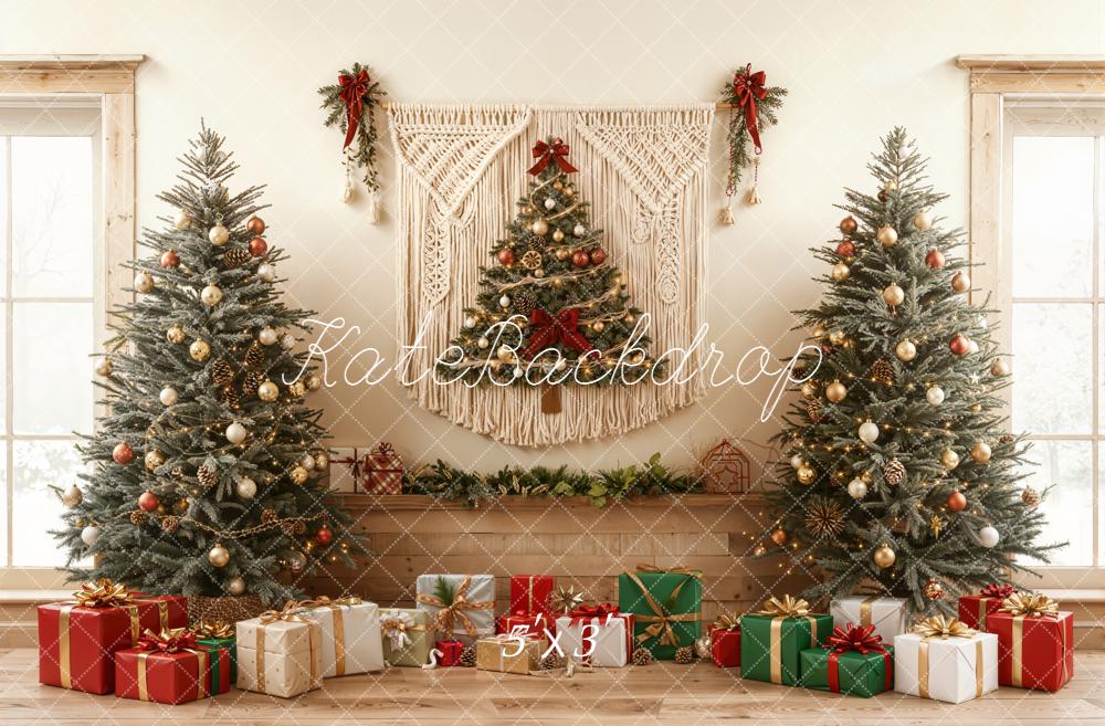Kate Noël Sapins Cadeaux Macramé Toile de fond conçue par Emetselch