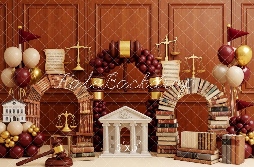 Kate Droit Tribunaux Livres Ballons Toile de fond conçue par Patty Roberts - Kate Backdrop FR