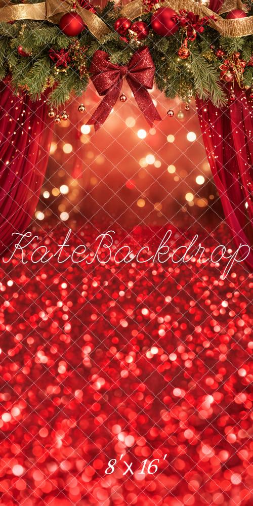 Kate Sweep Mur-à-Sol Noël Guirlande Or Rouge Toile de fond conçue par Emetselch - Kate Backdrop FR