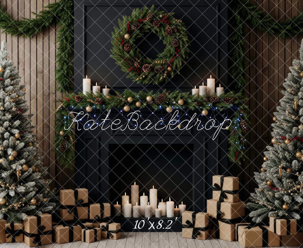 Kate Noël Sapins Couronne Cheminée Toile de fond conçue par Patty Roberts