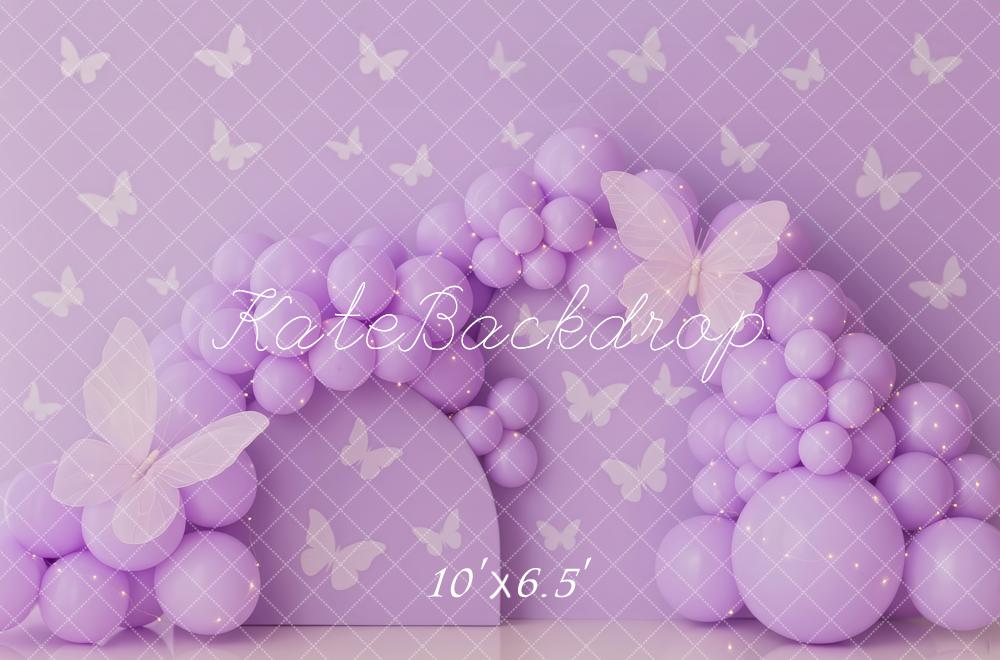 Kate Papillon Ballons Arche Violet Toile de fond conçue par Patty Roberts - Kate Backdrop FR