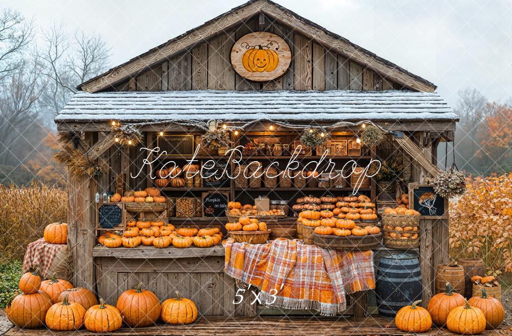 Kate Automne Marché Citrouilles Bois Toile de fond conçue par Emetselch
