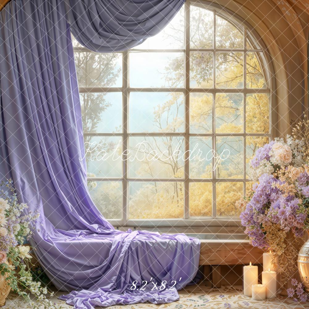 Kate Fenêtre Voilage Bougies Fleurs Toile de fond conçue par Emetselch