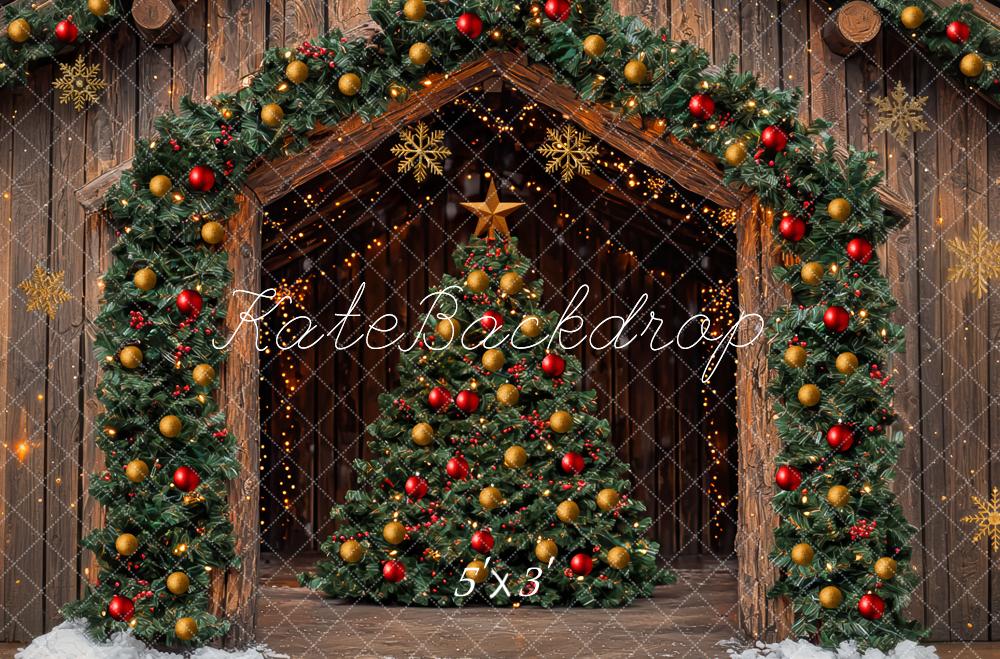 Kate Sapin de Noël Chalet Décorations Toile de fond conçue par Mini MakeBelieve - Kate Backdrop FR