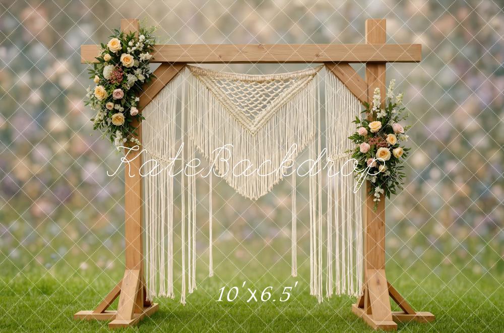 Kate Mariage Arche Fleurs Macramé Toile de fond conçue par Mini MakeBelieve